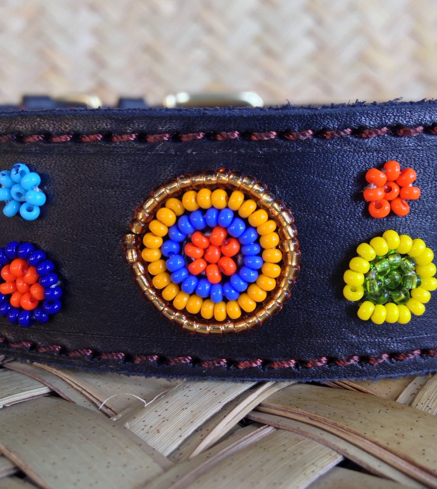 Handcrafted Maasai Dog Collar - Colorful Circles
