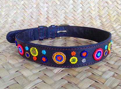 Handcrafted Maasai Dog Collar - Colorful Circles