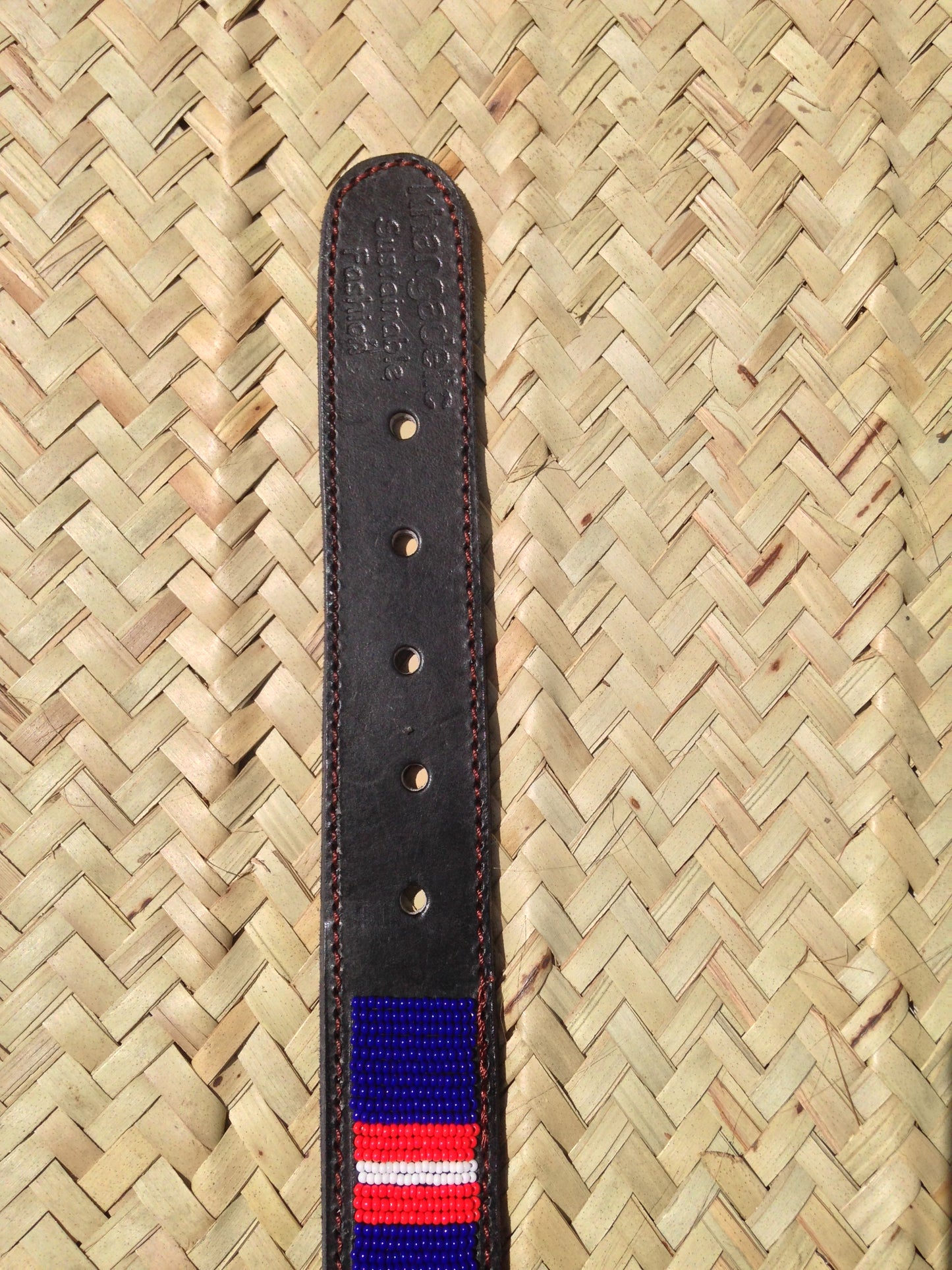 Handcrafted Maasai Dog Collar - Blue Red Stripes