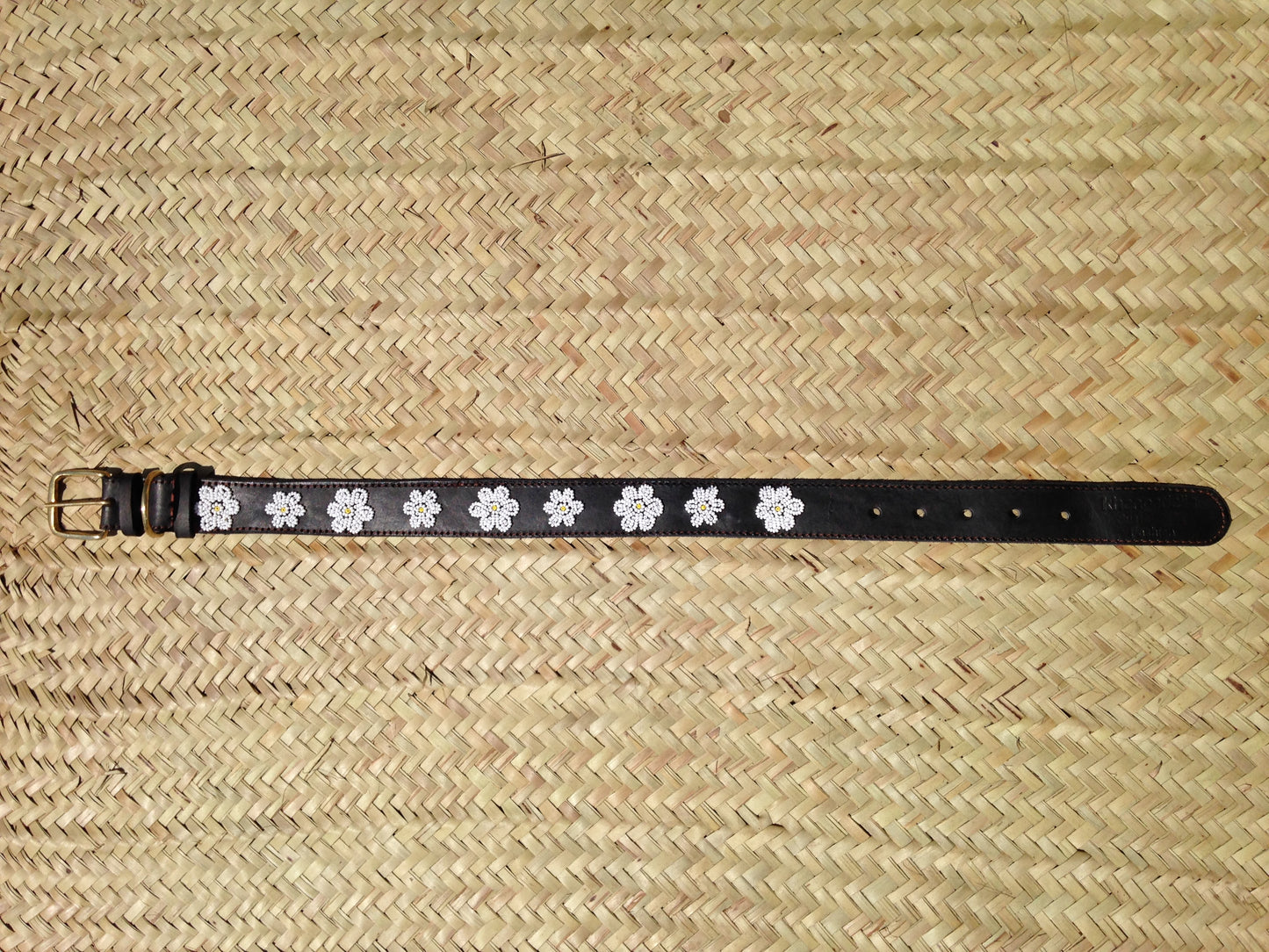 Handcrafted Maasai Dog Collar - White Floral