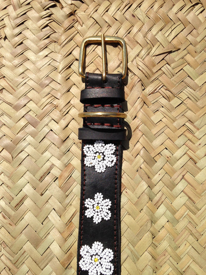 Handcrafted Maasai Dog Collar - White Floral