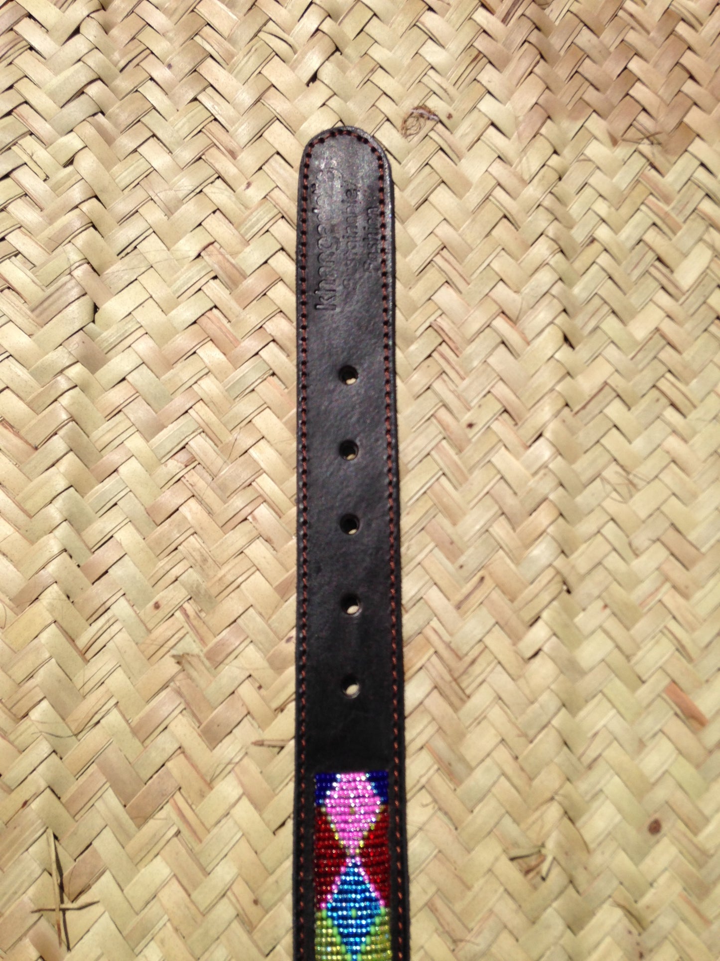 Handcrafted Maasai Dog Collar - Pink Blue Geometric