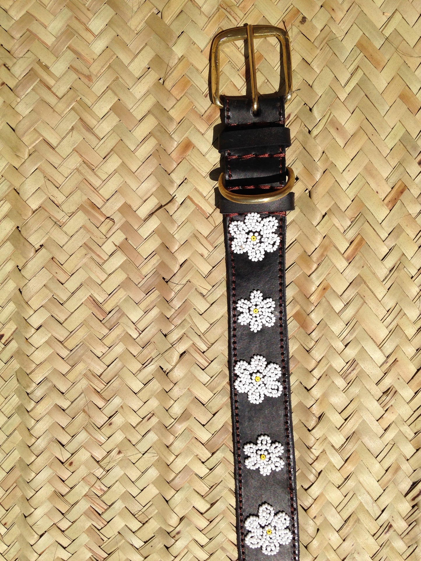 Handcrafted Maasai Dog Collar - White Floral