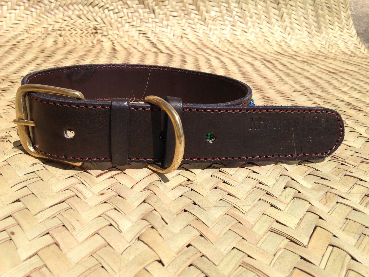 Handcrafted Maasai Dog Collar - Pink Blue Geometric