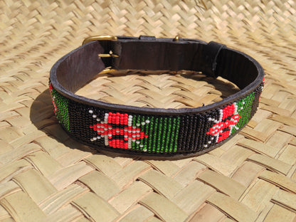Handcrafted Maasai Dog Collar - Kenya Flag