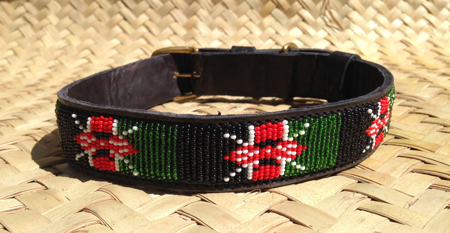 Handcrafted Maasai Dog Collar - Kenya Flag