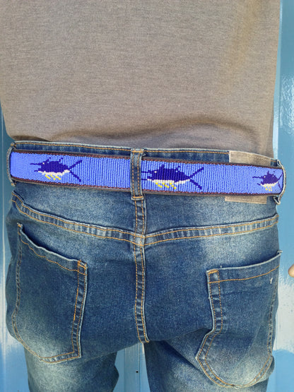 Handcrafted Maasai Belt - Blue Marlin