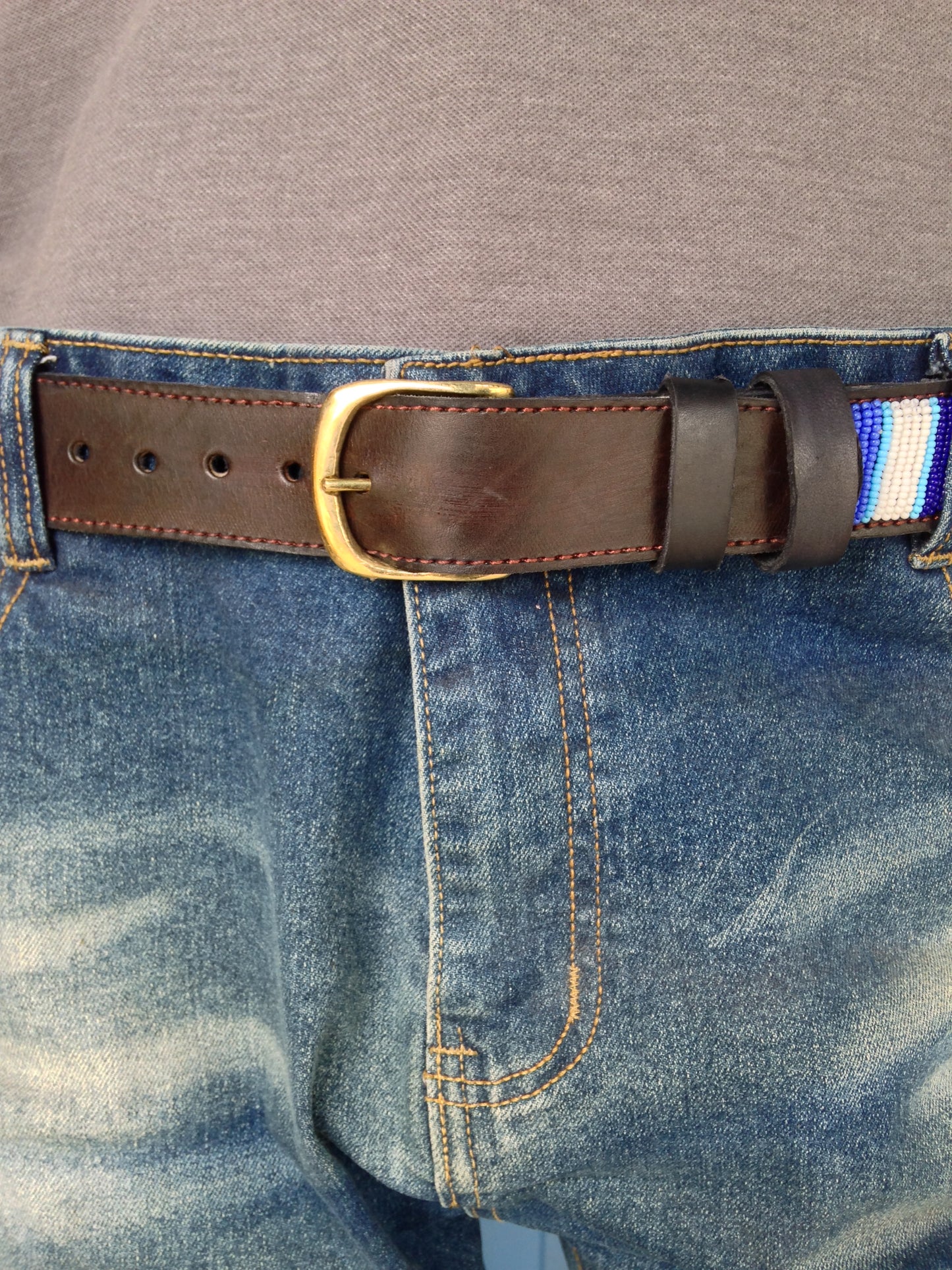 Handcrafted Maasai Belt - Blue & White Geometric