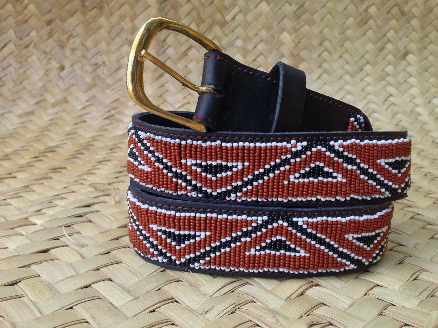 Handcrafted Maasai Belt - Brown Geometric