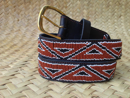Handcrafted Maasai Belt - Brown Geometric