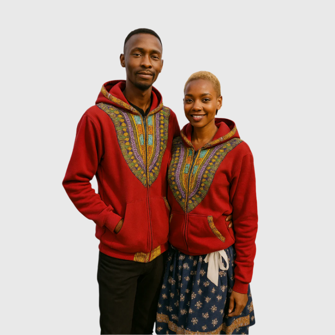 Hoodie Dashiki Fleece Red
