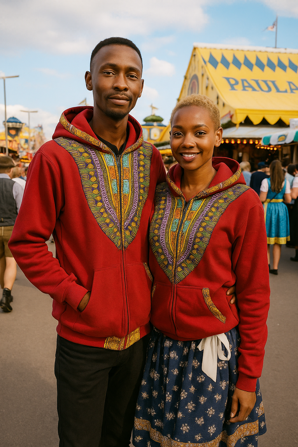 Hoodie Dashiki Fleece Red