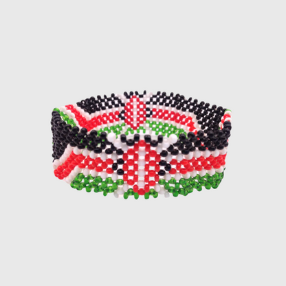 Bracelet Beaded Kenyan Flag  8"