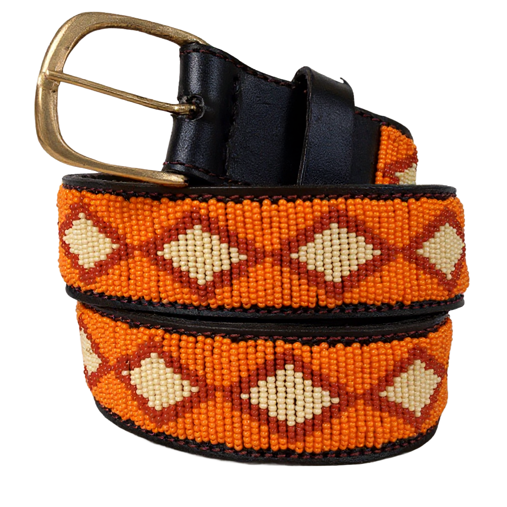 Handcrafted Maasai Belt - Orange Geometric