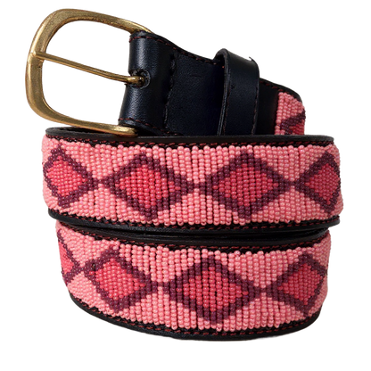 Handcrafted Maasai Belt - Pink Geometric