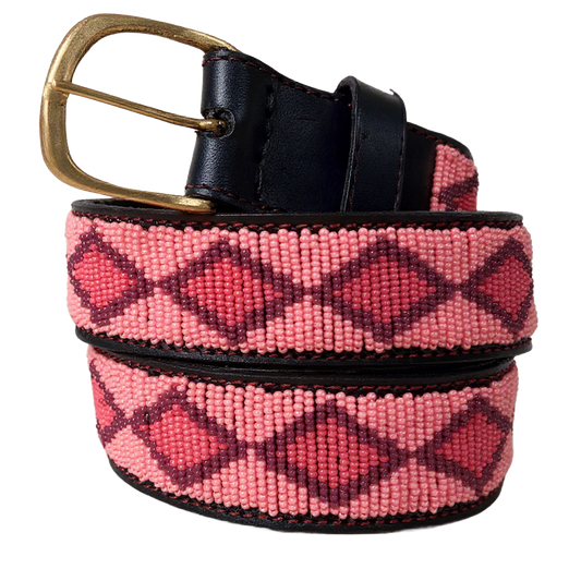 Handcrafted Maasai Belt - Pink Geometric