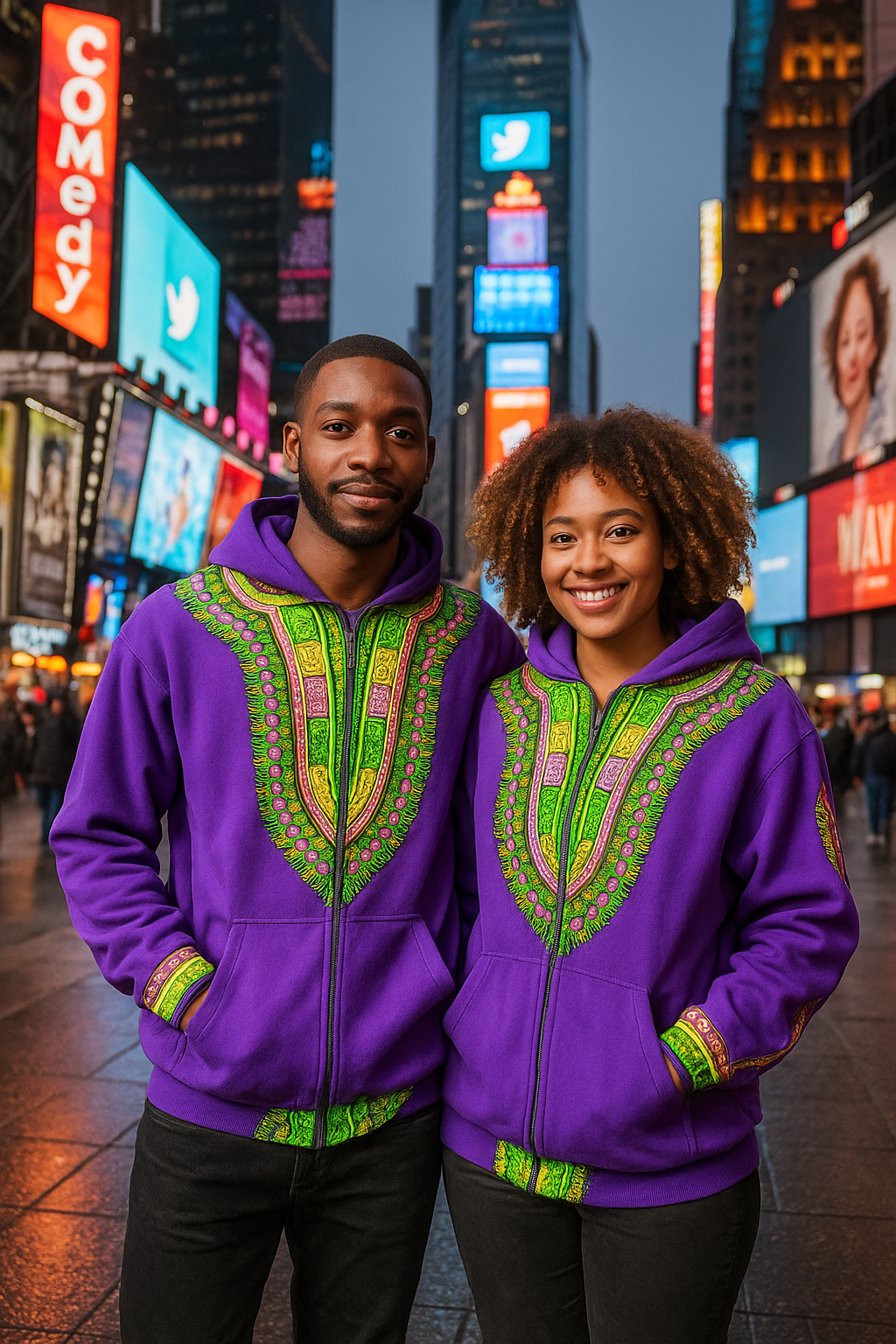 Hoodie Dashiki Fleece Purple