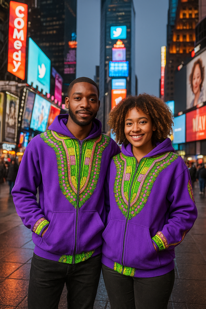 Hoodie Dashiki Fleece Purple