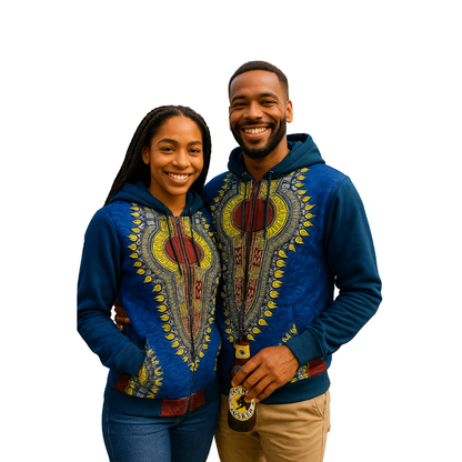Hoodie Fleece Dashiki Blue