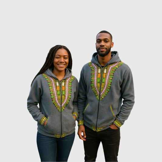 Hoodie Dashiki Fleece Gray