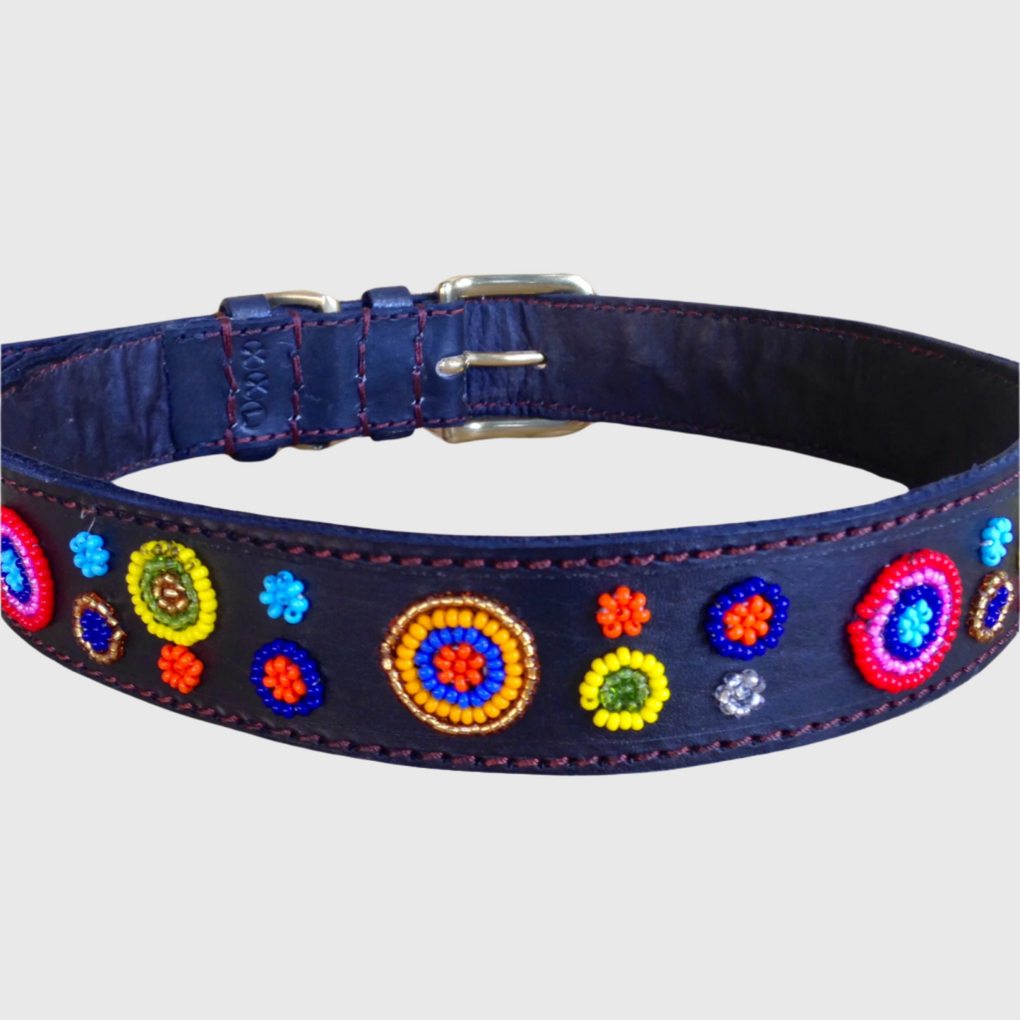 Handcrafted Maasai Dog Collar - Colorful Circles