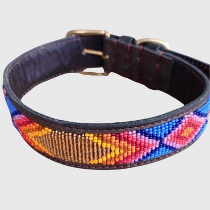 Handcrafted Maasai Dog Collar - Colorful Geometric