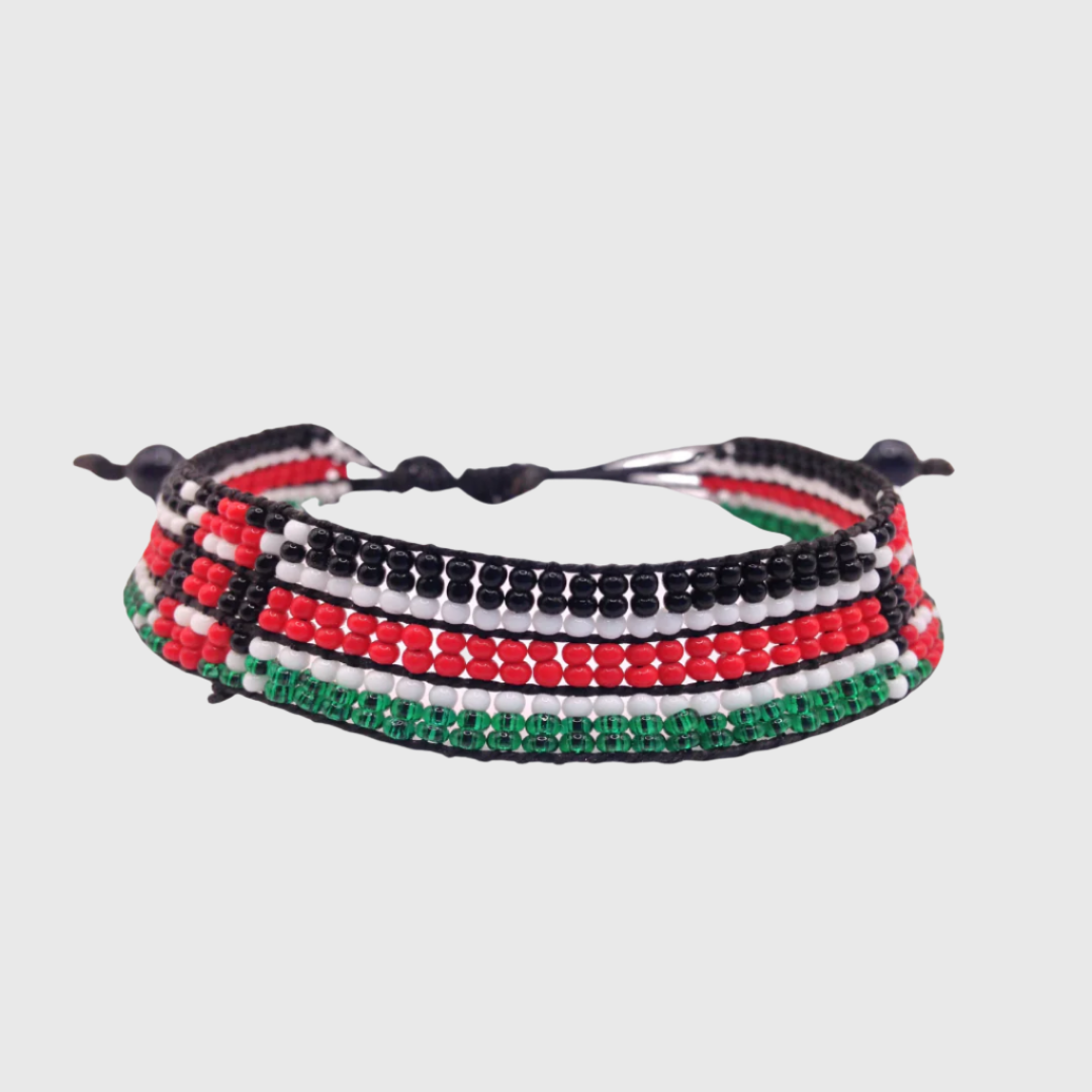 Bracelet Beaded Kenyan Flag Adjustable