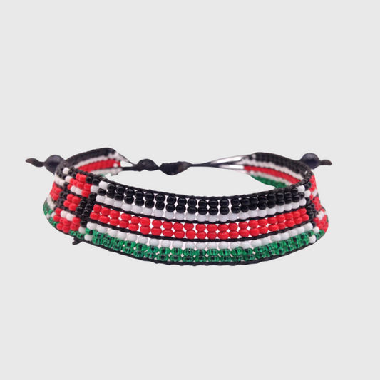 Bracelet Beaded Kenyan Flag Adjustable