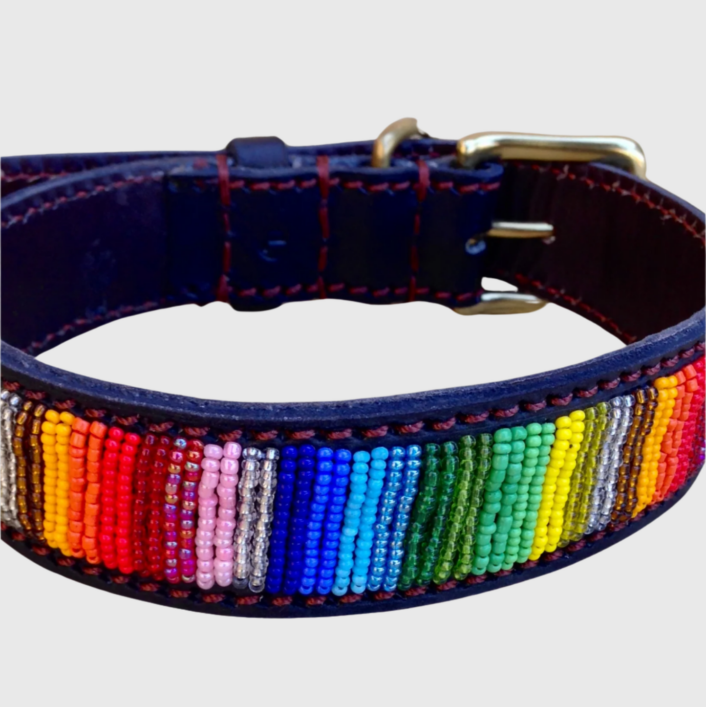 Handcrafted Maasai Dog Collar - Rainbow Stripes