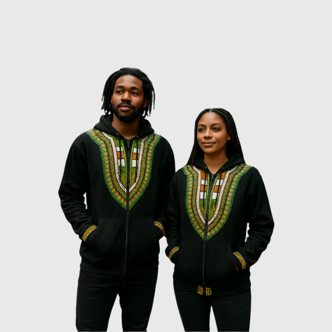 Hoodie Dashiki Fleece Black