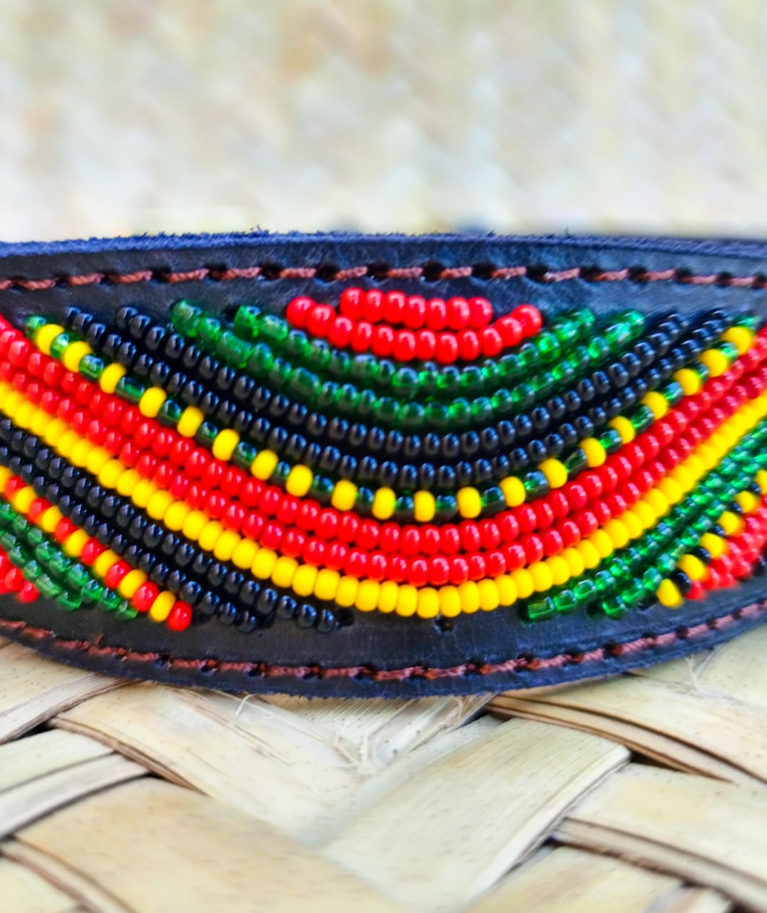 Handcrafted Maasai Dog Collar - Colorful Waves