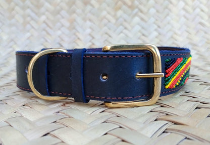 Handcrafted Maasai Dog Collar - Colorful Waves