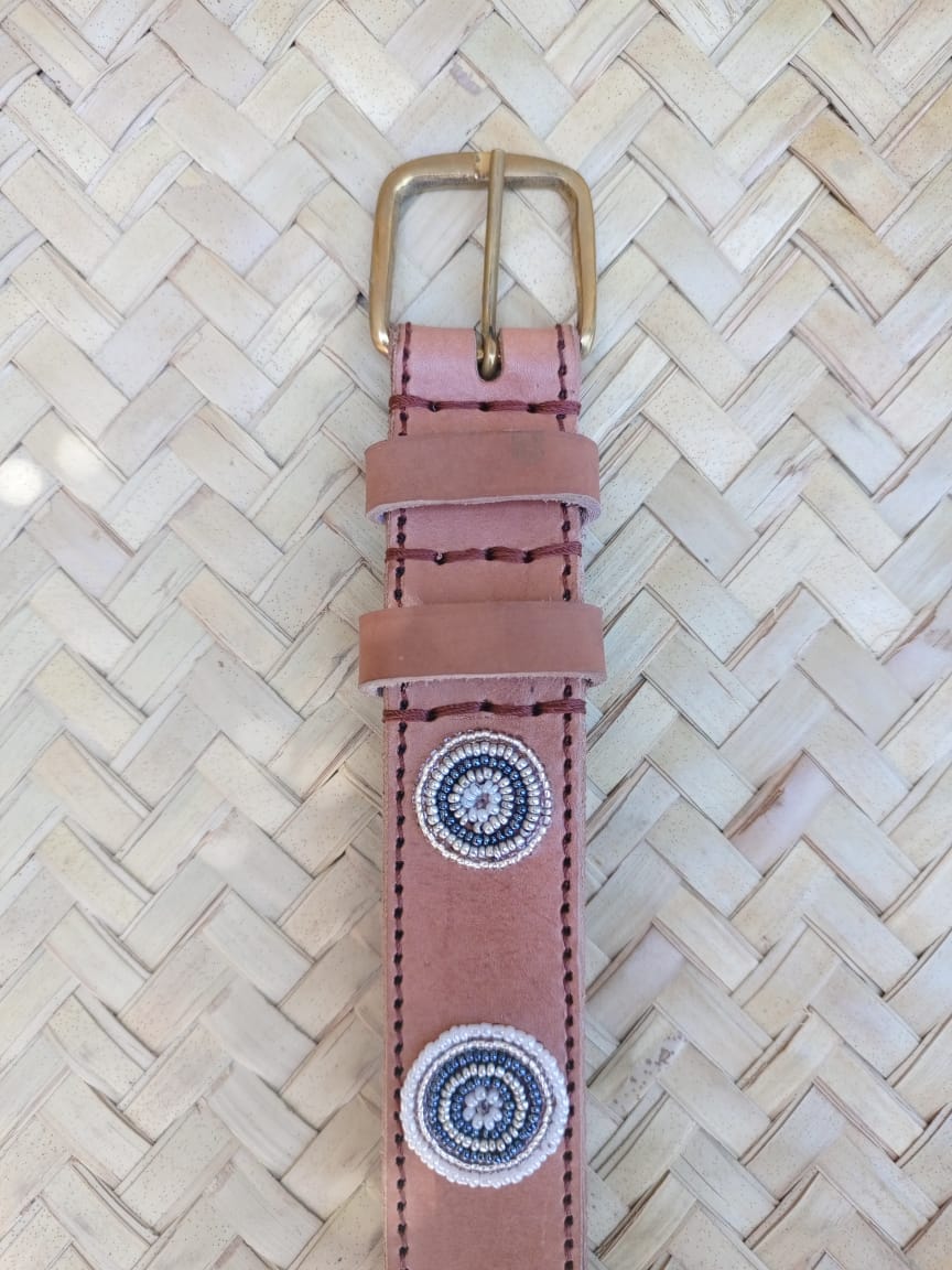 Handcrafted Maasai Belt - White Circles