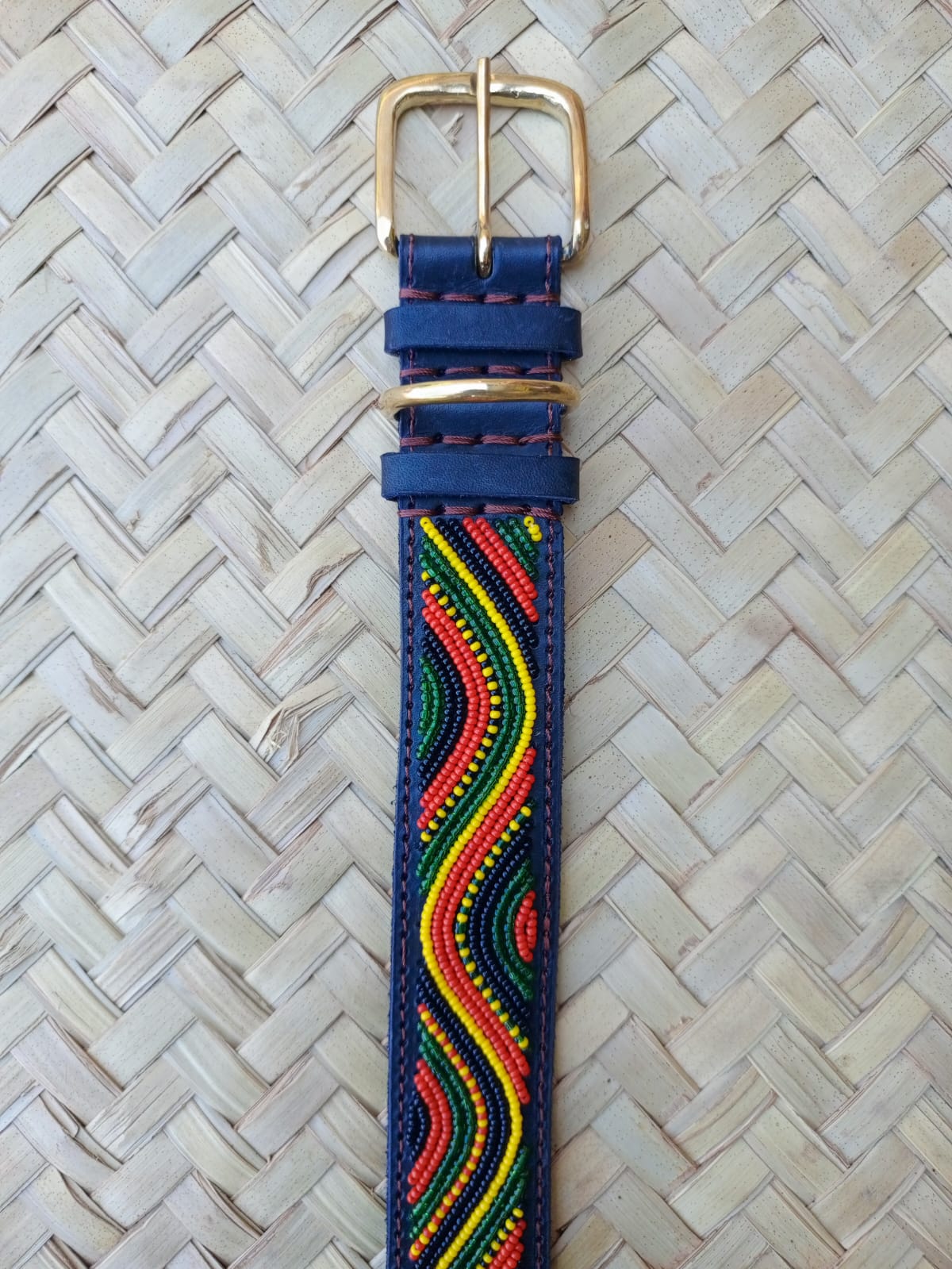 Handcrafted Maasai Dog Collar - Colorful Waves