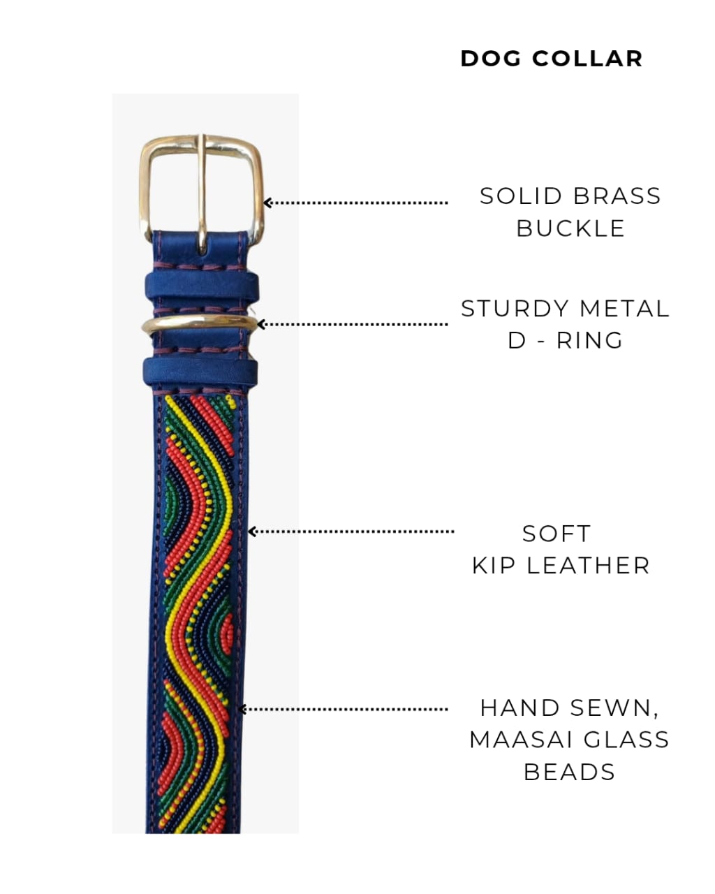 Handcrafted Maasai Dog Collar - Colorful Waves