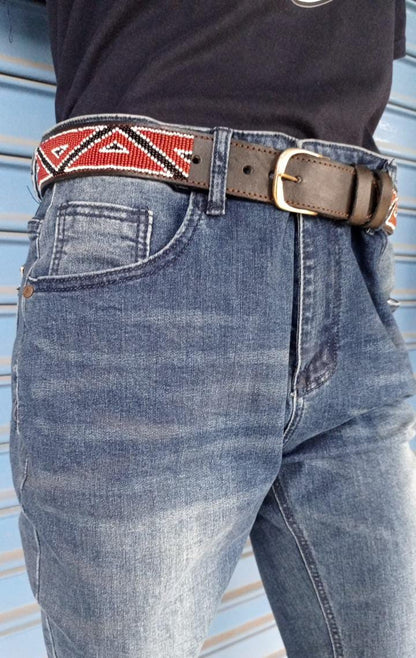 Handcrafted Maasai Belt - Brown Geometric