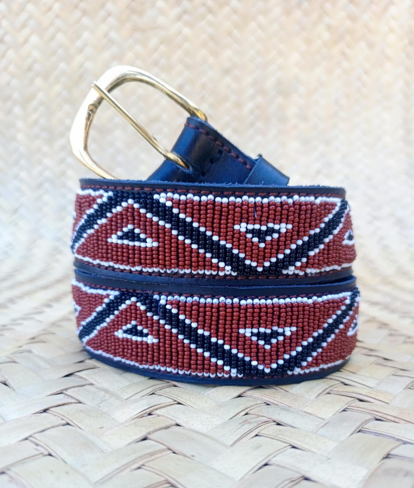 Handcrafted Maasai Belt - Brown Geometric
