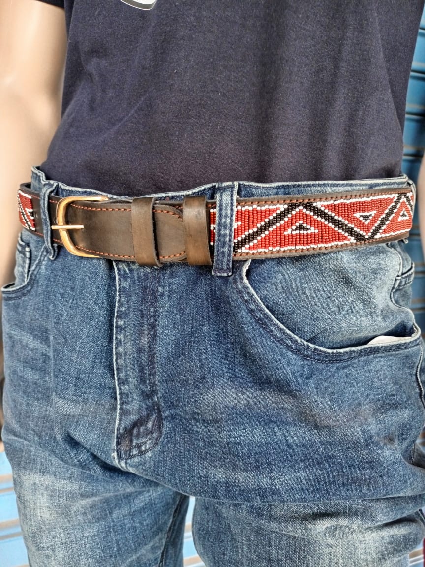 Handcrafted Maasai Belt - Brown Geometric