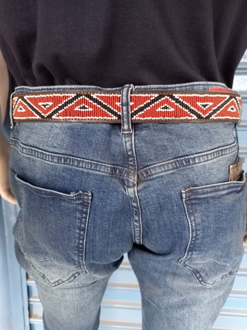 Handcrafted Maasai Belt - Brown Geometric