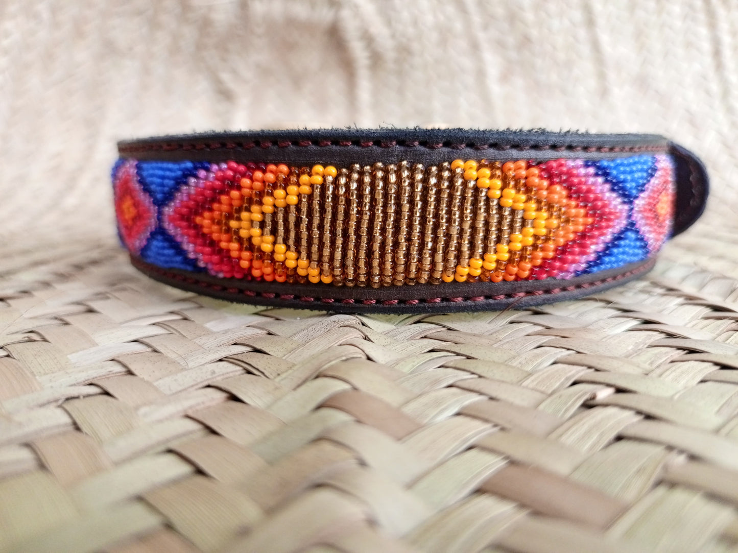 Handcrafted Maasai Dog Collar - Colorful Geometric