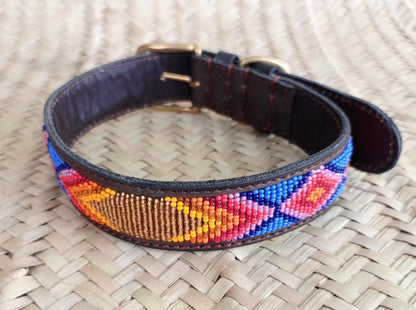 Handcrafted Maasai Dog Collar - Colorful Geometric