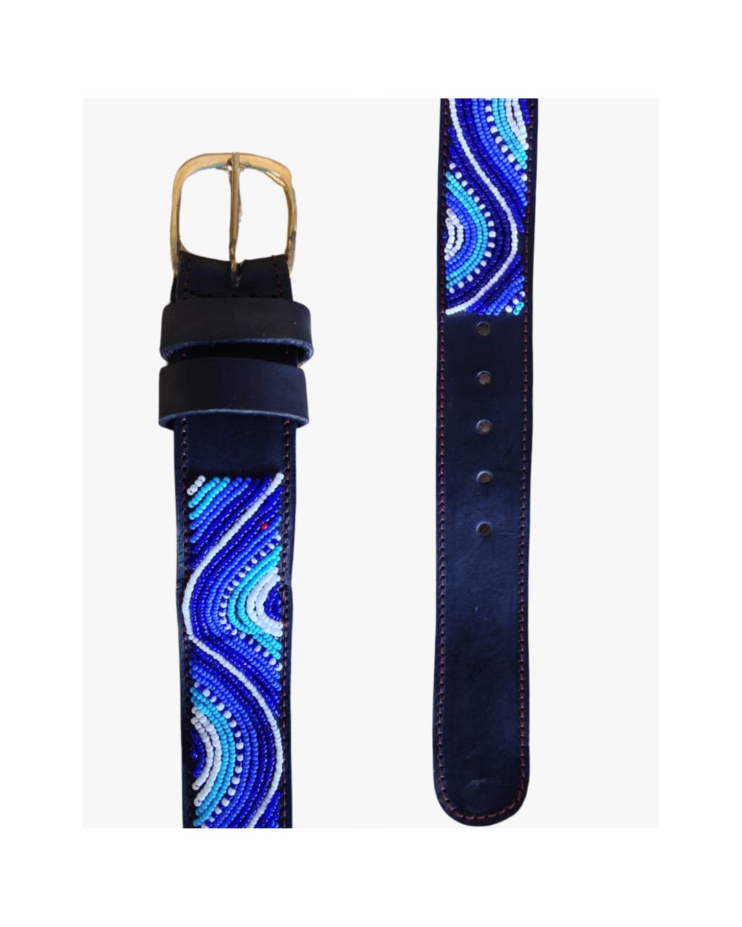 Handcrafted Maasai Belt - Electric Blue Waves