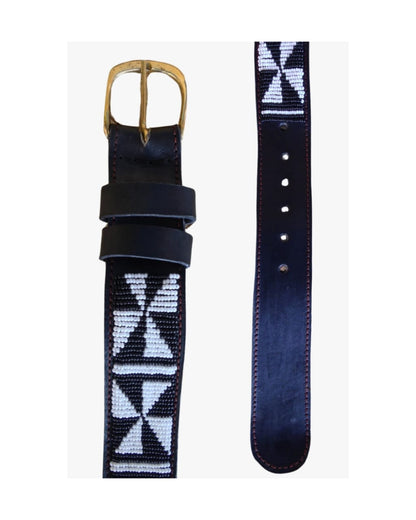 Handcrafted Maasai Belt - Black & White Geometric