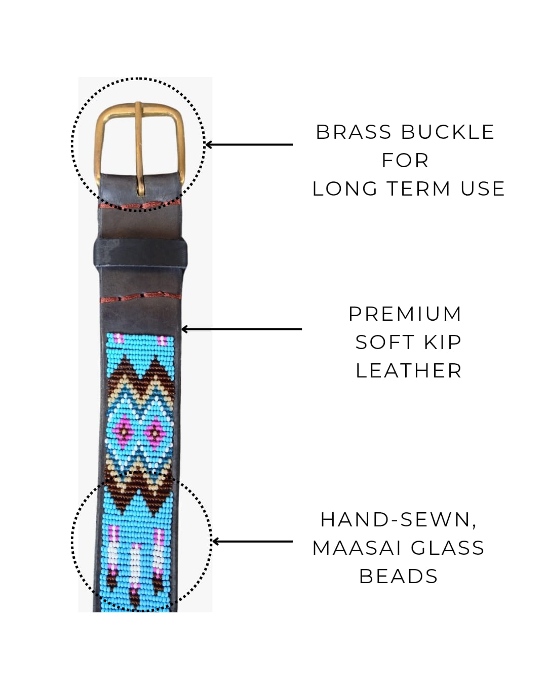 Handcrafted Maasai Belt - Turquoise Geometric