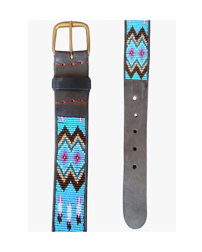 Handcrafted Maasai Belt - Turquoise Geometric
