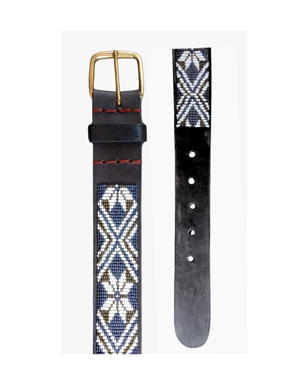 Handcrafted Maasai Belt - Black White Geometric