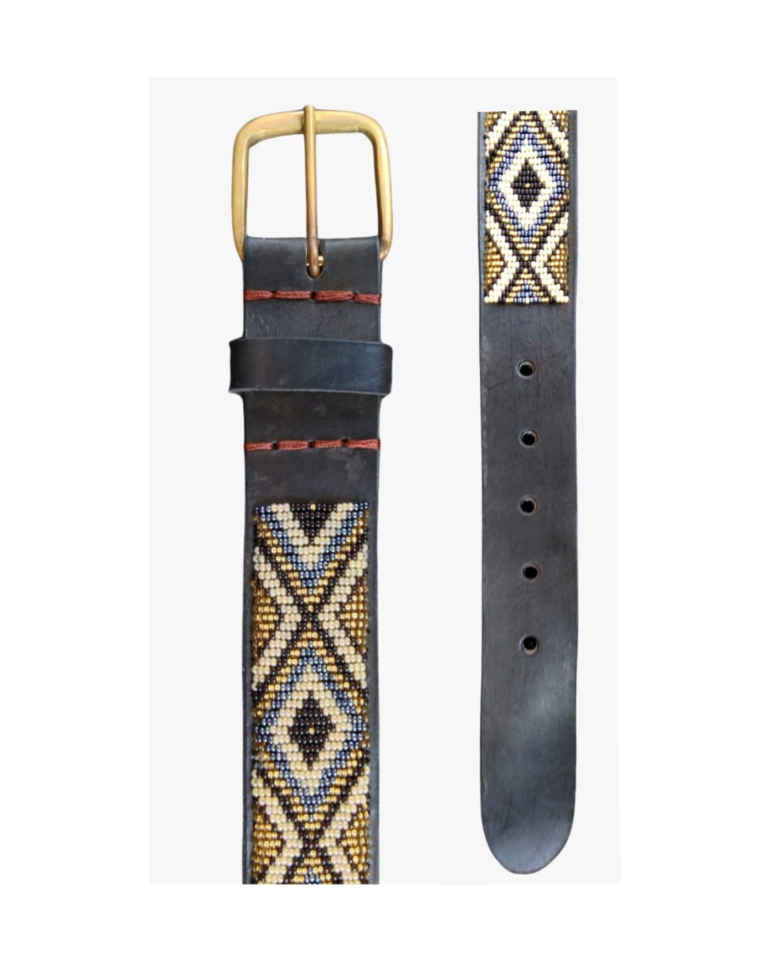 Handcrafted Maasai Belt - Gold Silver Geometric