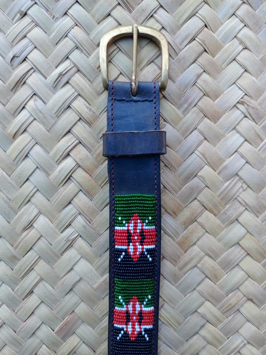 Handcrafted Maasai Belt - Kenya Flag