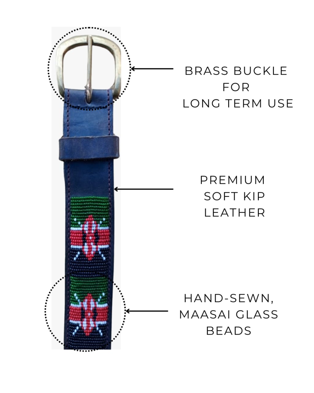 Handcrafted Maasai Belt - Kenya Flag