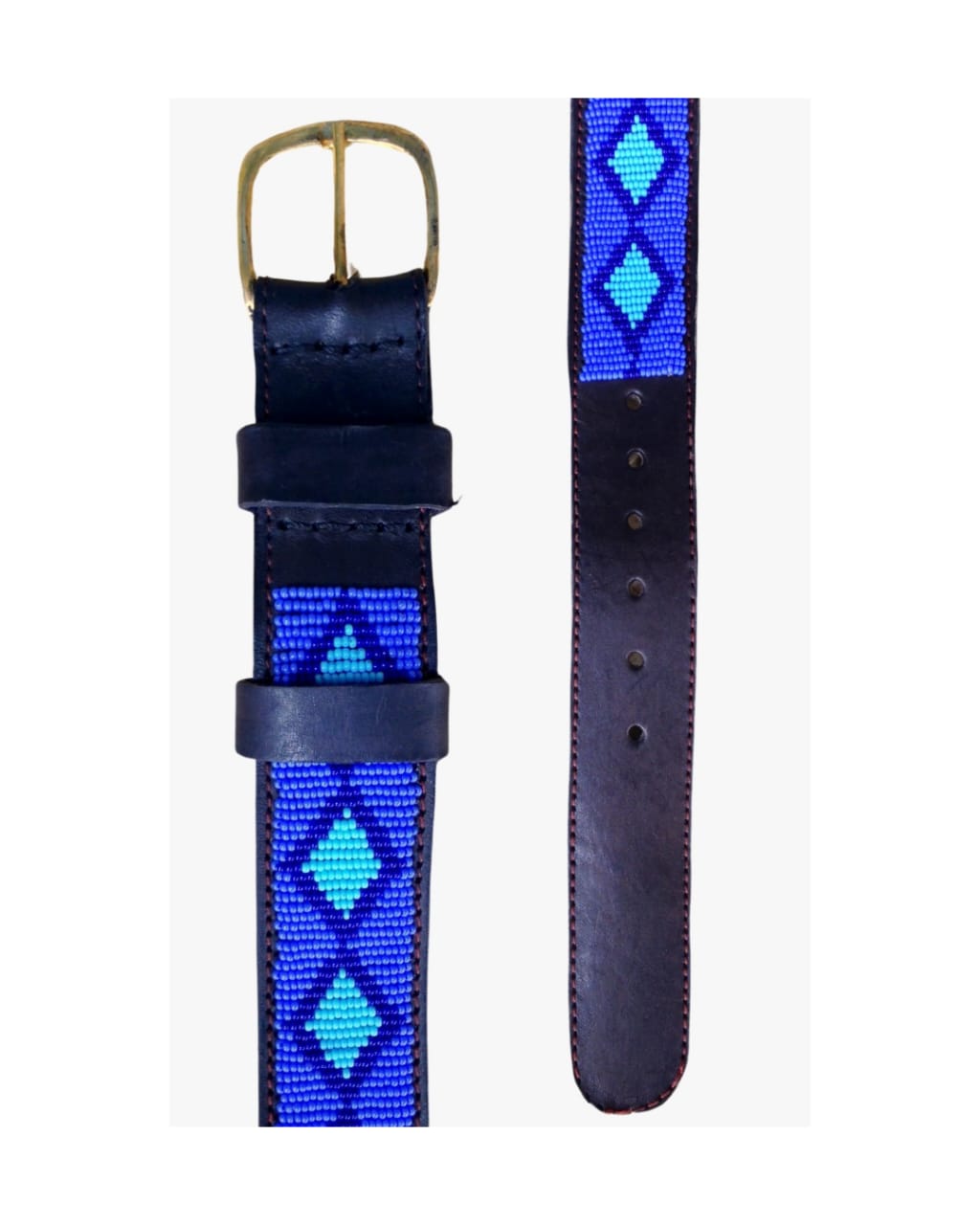 Handcrafted Maasai Belt - Electric Blue Geometric